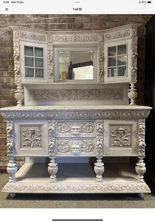 Victorian highly ornately carved Green Man Dresser