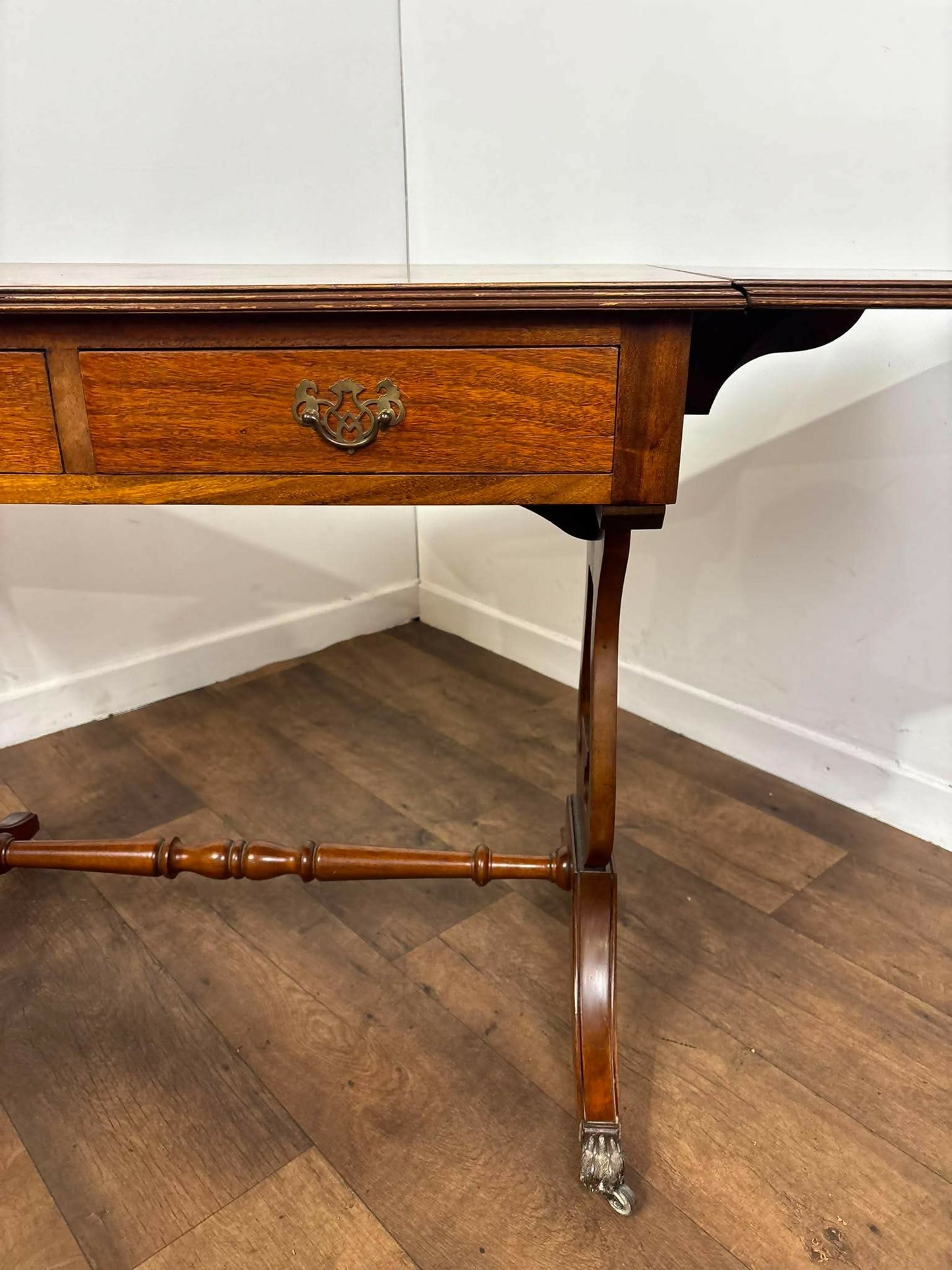Reproduction Mahogany Drop Leaf Sofa Table with Drawers