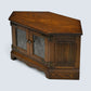 Old Charm TV Stand Linenfold Leaded Glass Doors Light Oak FREE UK Delivery*