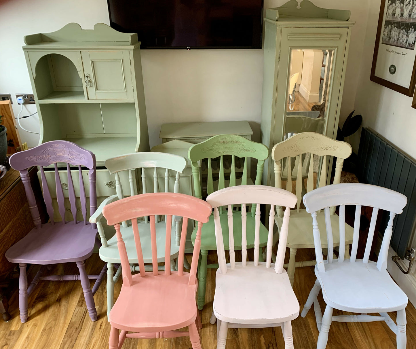 Hand Painted Multi Coloured Dining Chairs