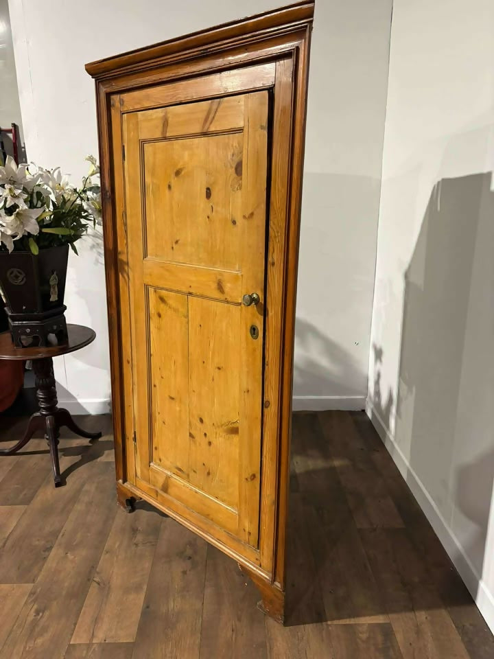 Victorian Stripped Pine Floor Standing Corner Cupboard c.1880