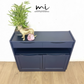 Navy Blue Nathan slim sideboard, retro hallway table, teak console, vintage, narrow, small drinks cabinet