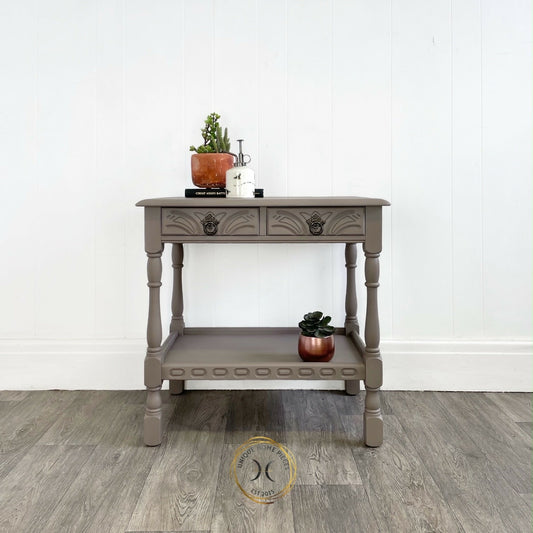 Beige Priory Two Drawer Console Table With Shelf