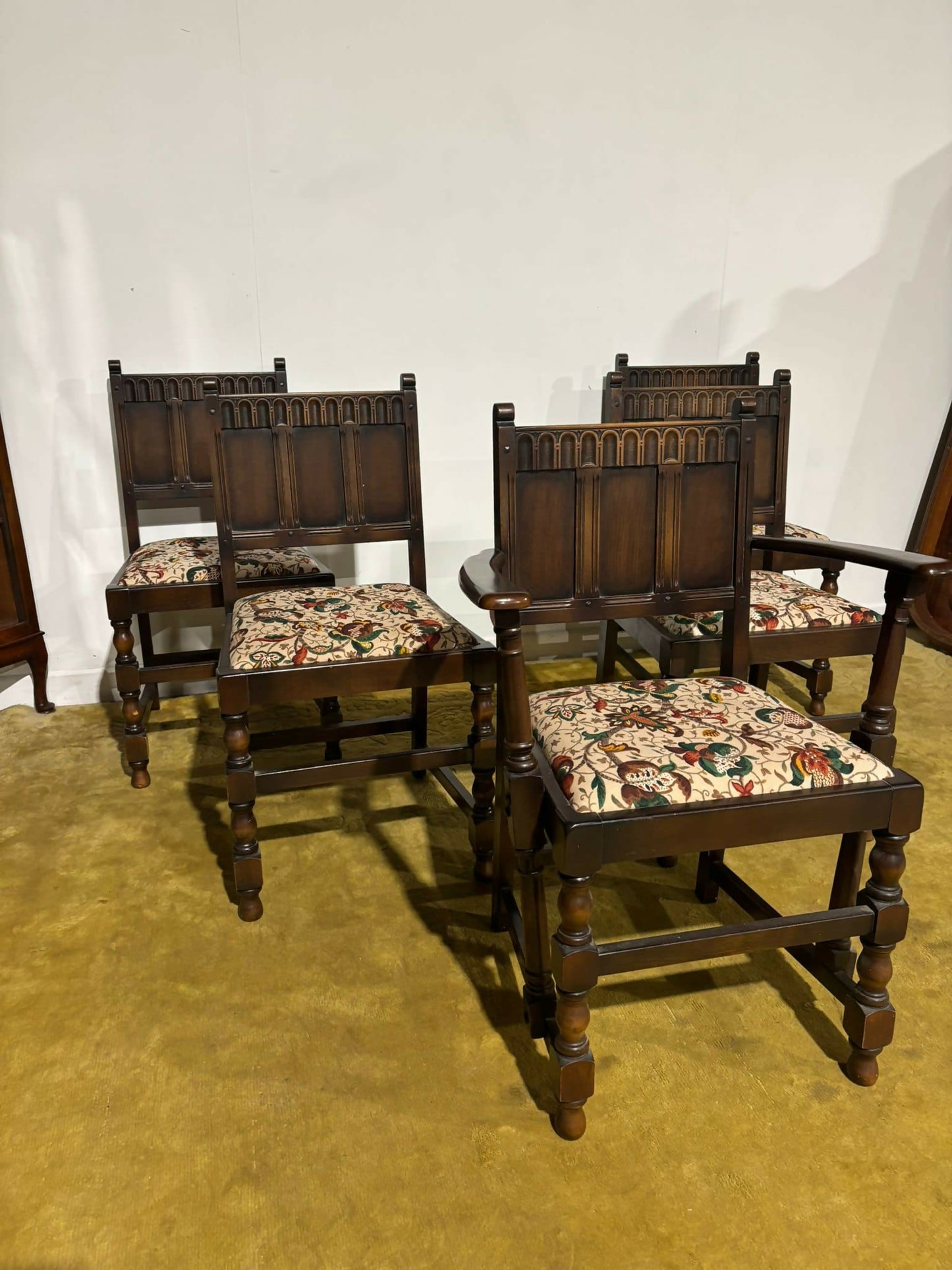 Vintage Ercol Five Gothic Style Dining Chairs.88