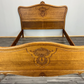 Bed Vintage French Louis XVI Oak Double Bed Frame Carved Headboard LOT 3667