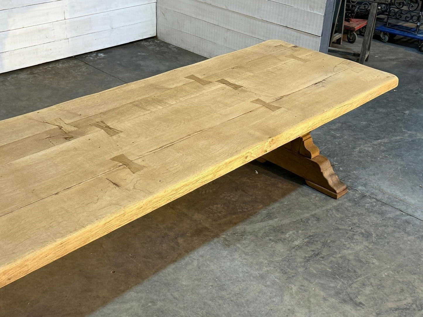 Stunning Large French Bleached Oak Farmhouse Dining Table