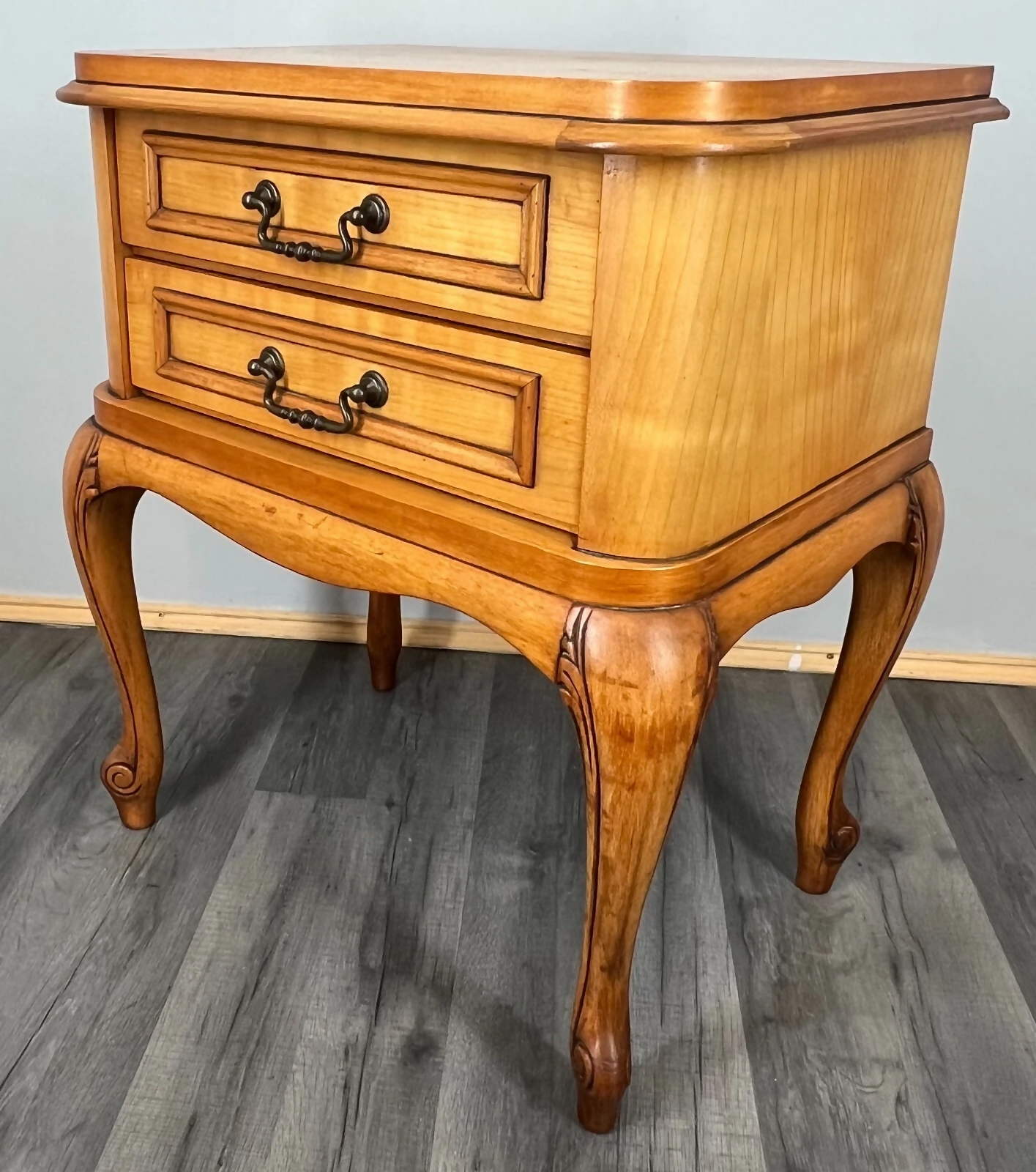 Bedside Table Vintage French Louis XVI Nightstand 2 Drawers Cabinet LOT 3586