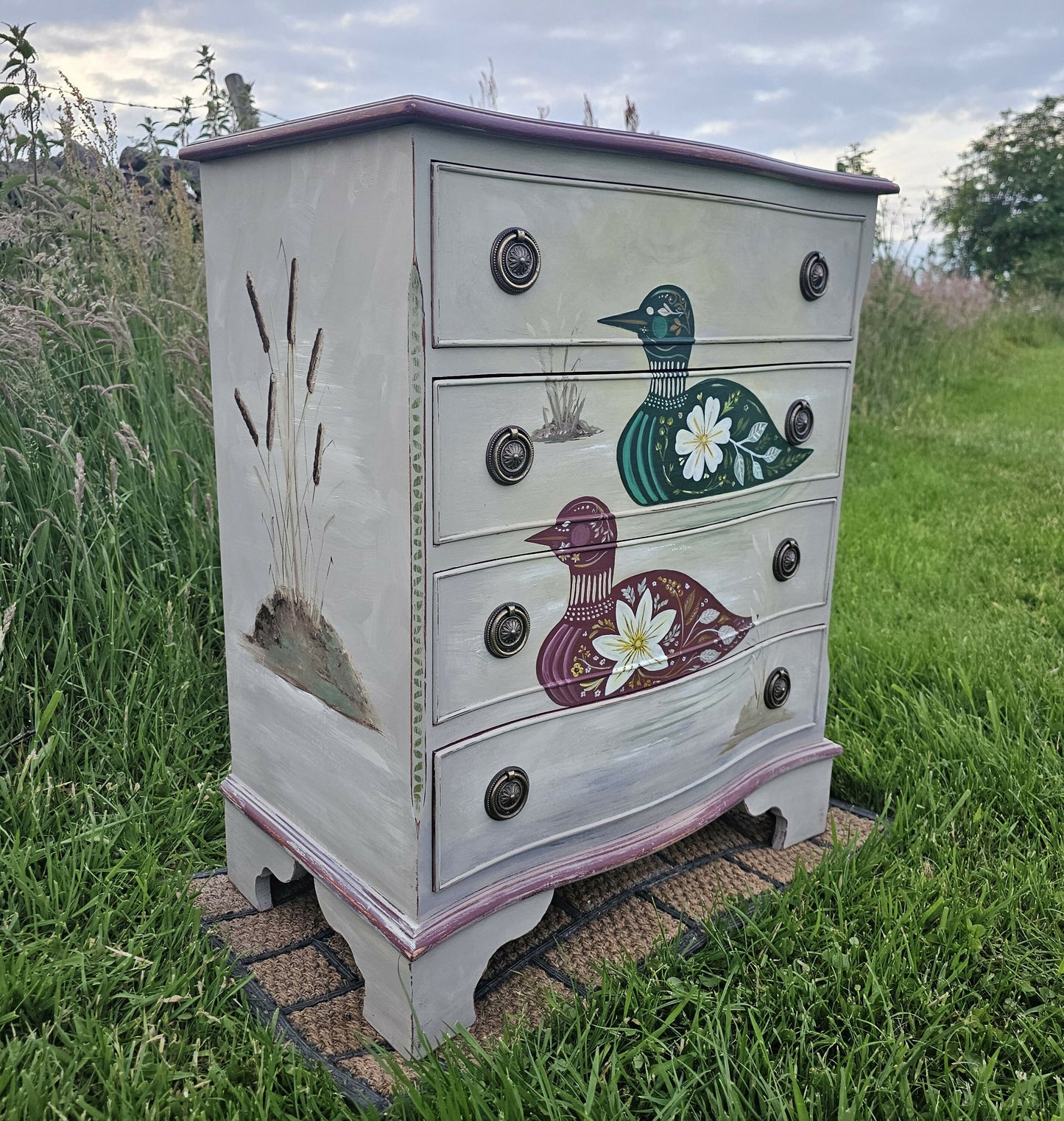 Vintage Hand Painted Chest of Drawers Folk Art