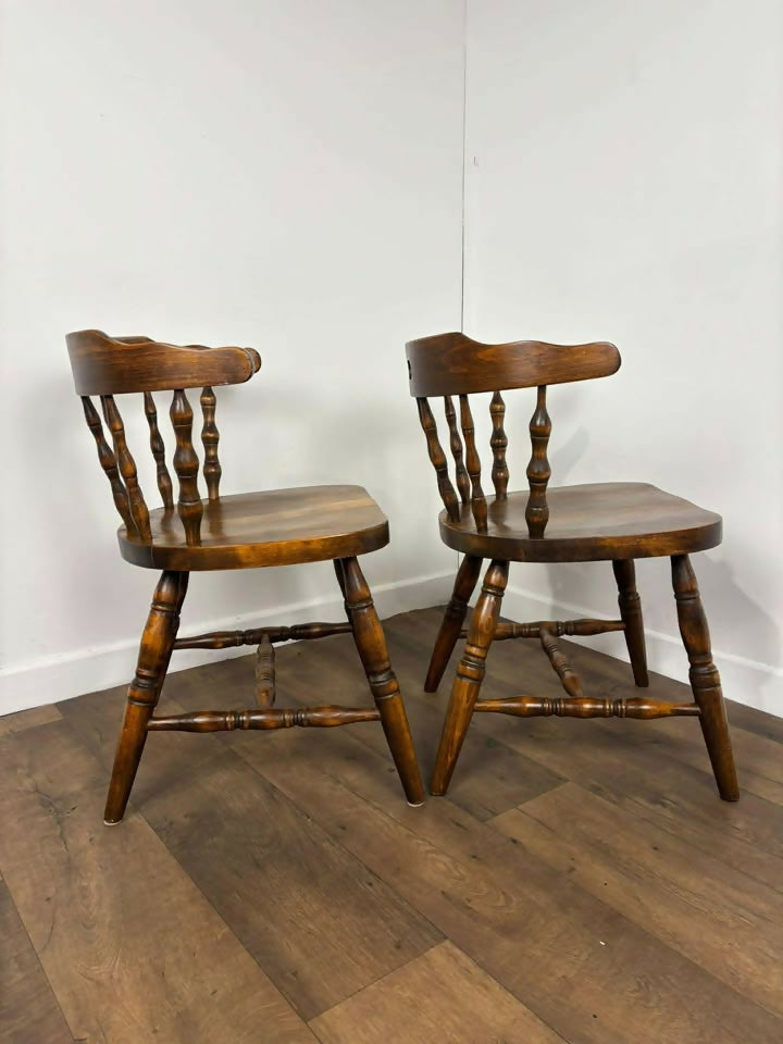 Pair of Oak Tub Style Spindle Back Chairs