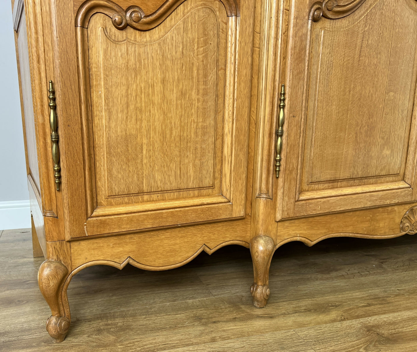 Wardrobe Vintage French Louis XVI Style Oak Four Door Carved Armoire LOT 6385