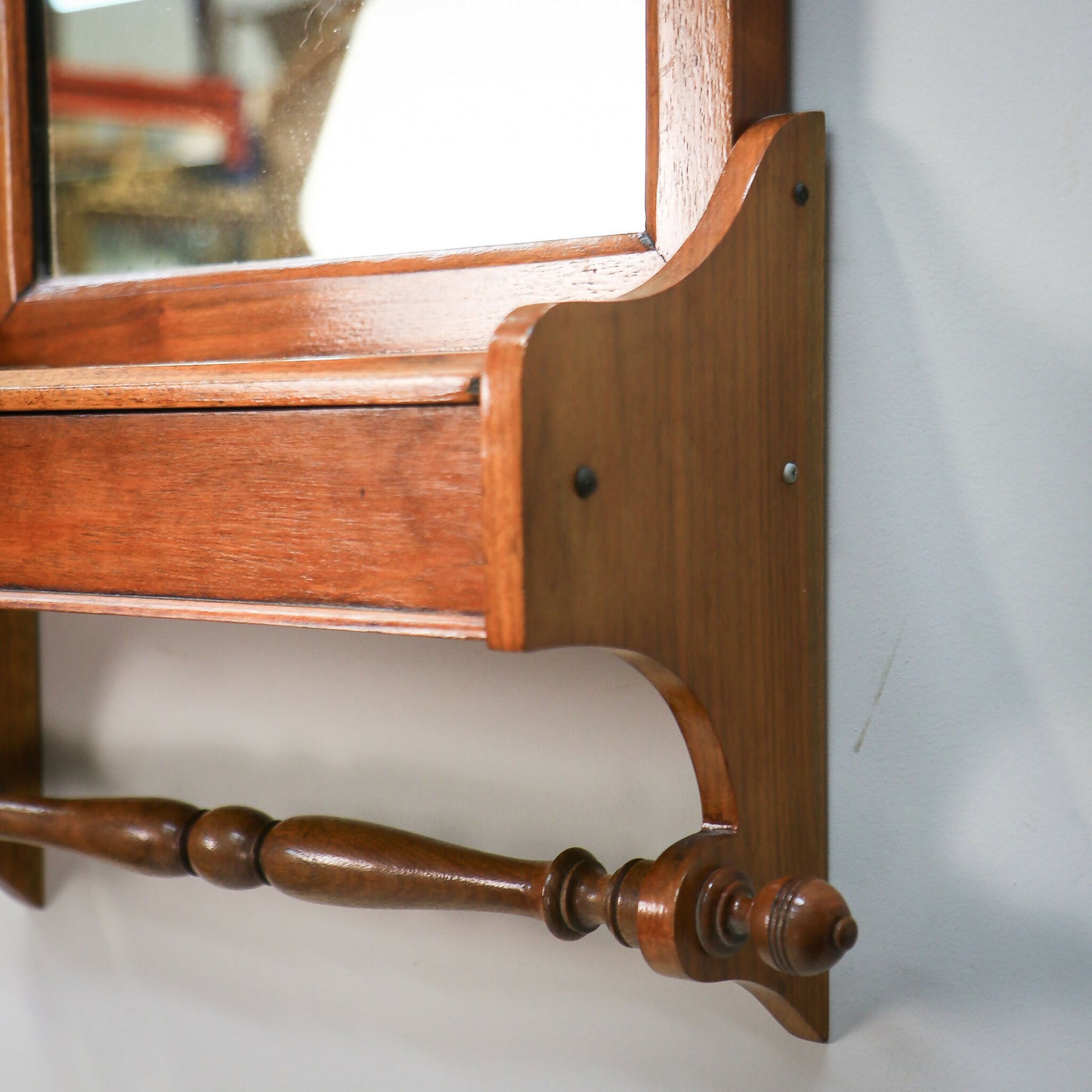 Arts and Crafts Bathroom Wall Mirror with Towel Rail and Box
