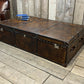 Handmade English luxury large Vintage leather coffee table - hand dyed storage trunk