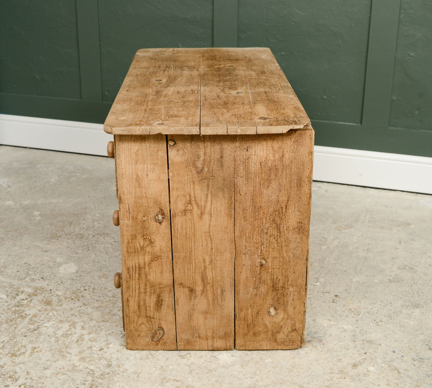 Victorian Pine Rustic Kitchen Sideboard with Cupboard & Drawers