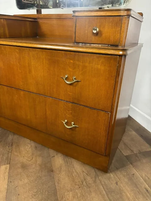 Vintage Beeanese Oak Veneer Dressing Table with Mirror
