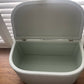 Midsize lovingly repainted and reupholstered mid century Ottoman. Light green paint and updated material.