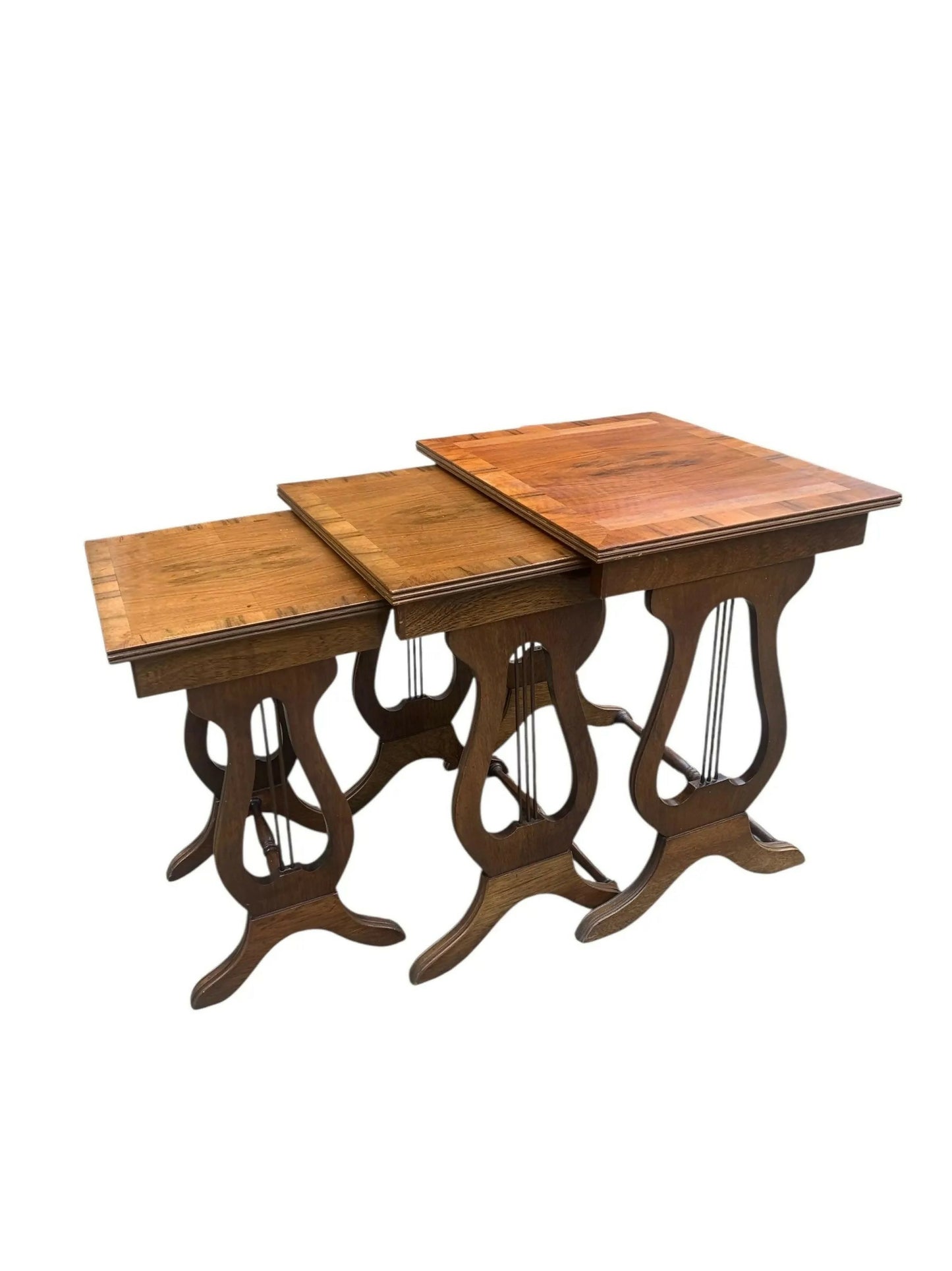 Vintage Regency style Walnut and Oak Lyle nest of tables