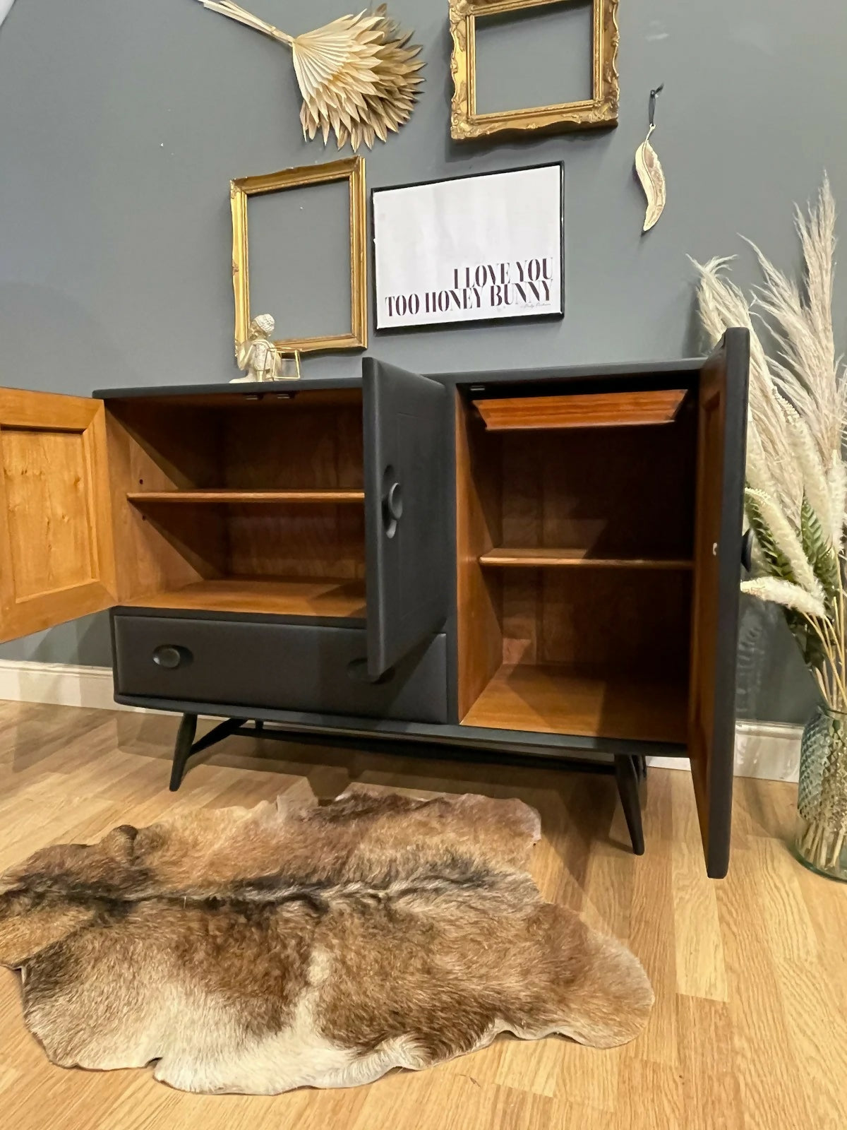 Vintage black Ercol Windsor sideboard
