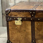 English storage trunk - hand dyed bespoke leather - custom coffee table