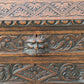 Antique Victorian tudor oak hand carved green man bureau dest chest drawers in