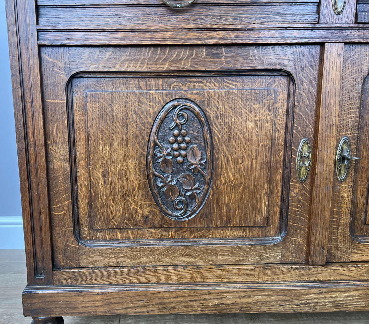 Cabinet Antique French Style Marble Top Oak Sideboard Carved Cupboard LOT 6312