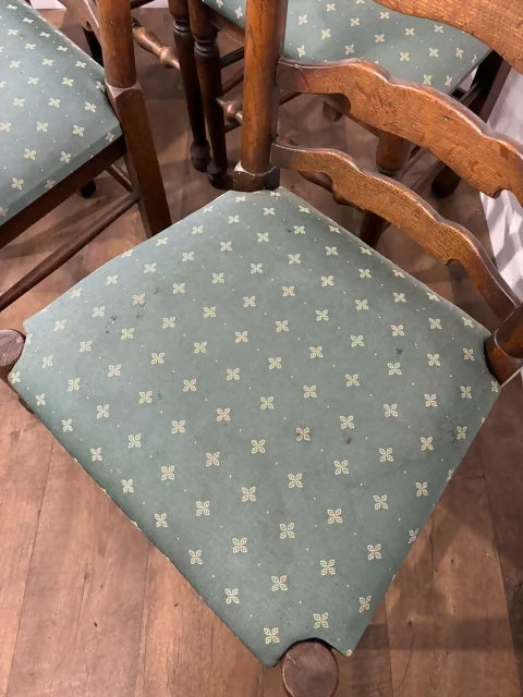 Vintage Oak Set Of Five Ladder Back Dining Chairs