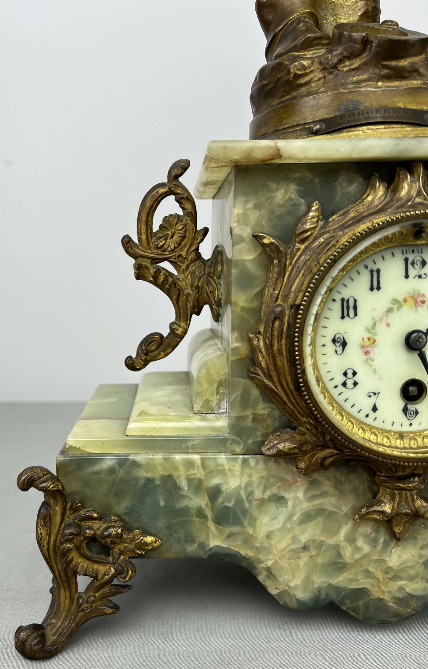 Clock Antique French Ornate Figural Marble Forgeron Mantel Clock LOT 6479