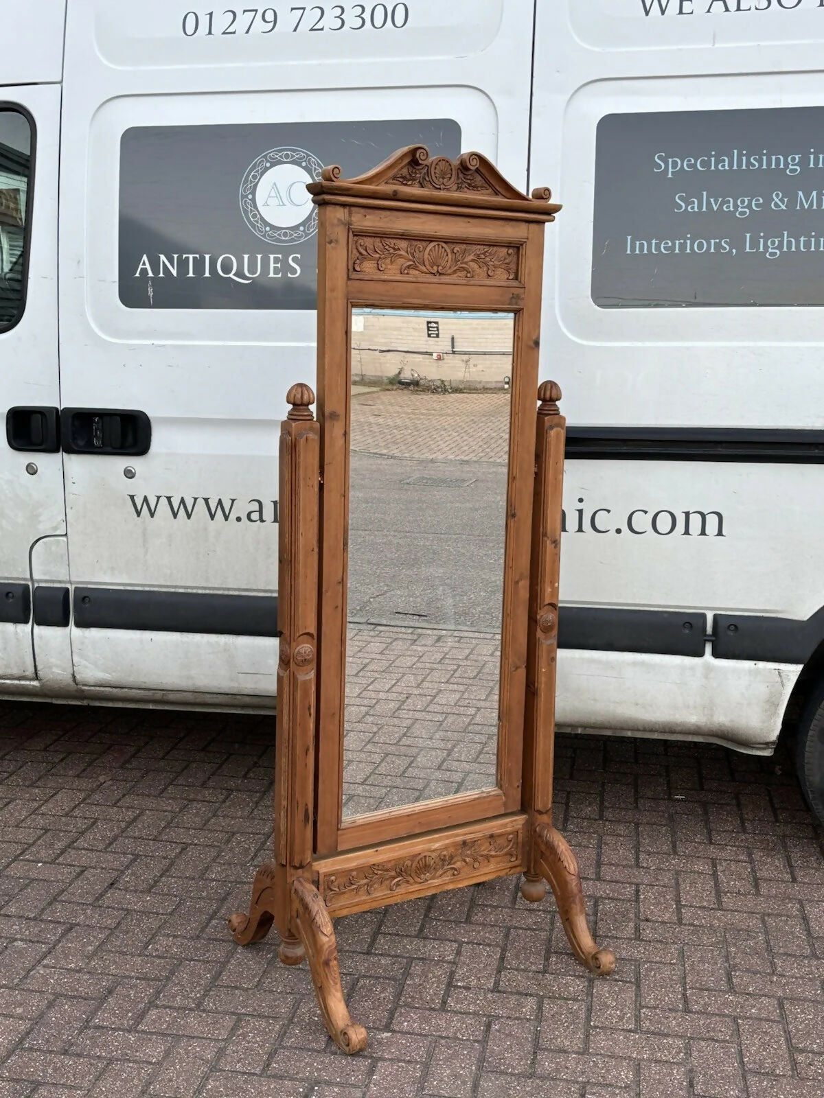Vintage Pine Cheval Dressing Mirror