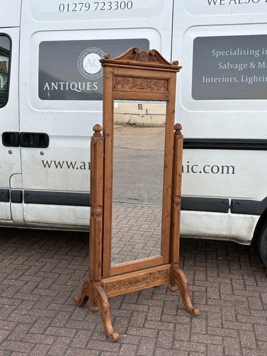 Vintage Pine Cheval Dressing Mirror