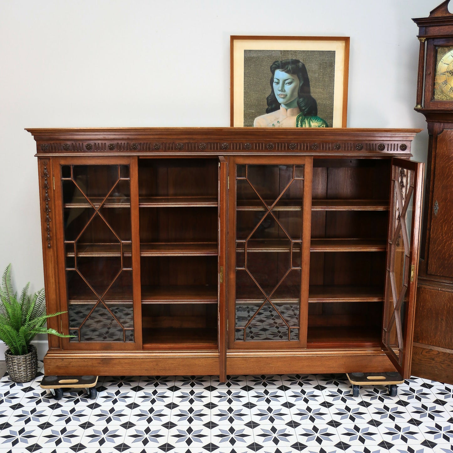 Howard and Sons Bookcase Astral Glazed Mahogany Early Twentieth Century