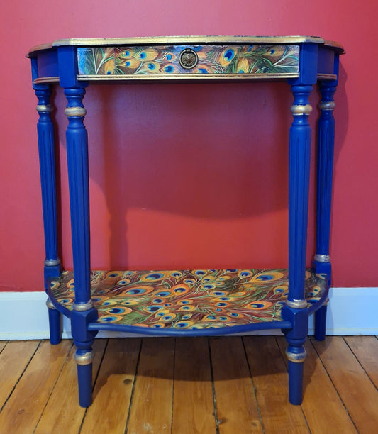 ‘Blue Peacock’ Demi Lune Hall/Occassional Table