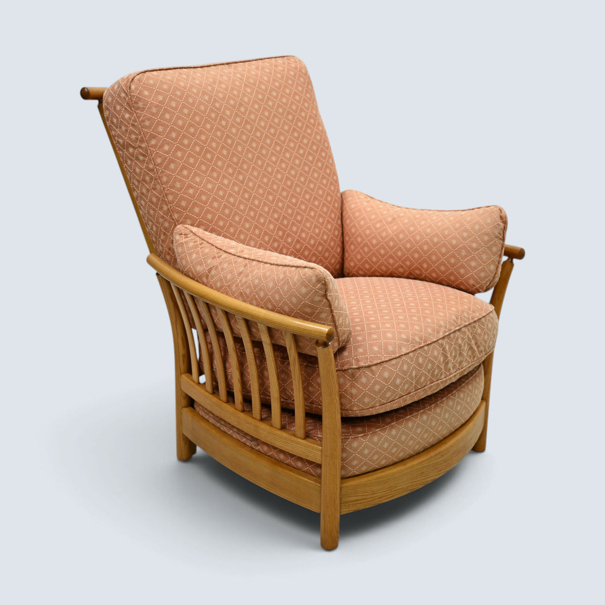 Ercol Piccola Easy Chair Light Orange Upholstery Light Finish FREE UK Delivery*