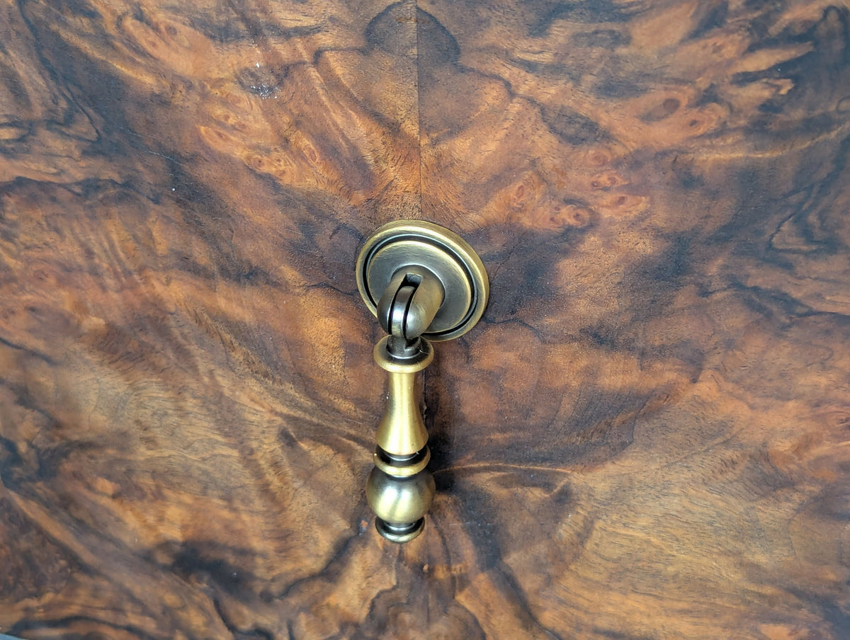 Vintage Art Deco dark green Walnut Burr Wood Desk Writing Table