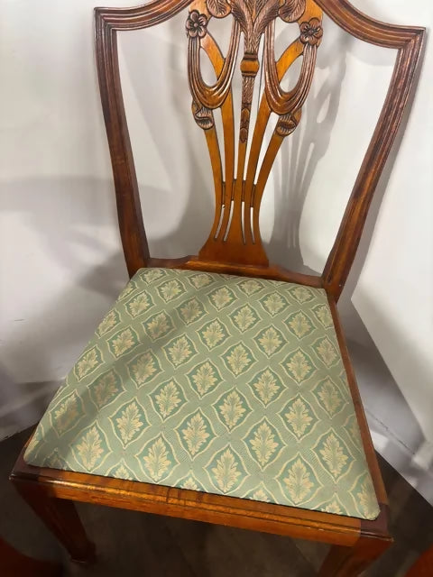 Set Of Six Reproduction Yew Wood Dining Chairs