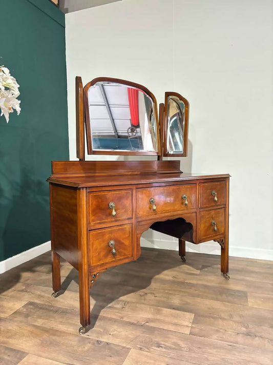 Edwardian Inlaid Kneehole Dressing Table3