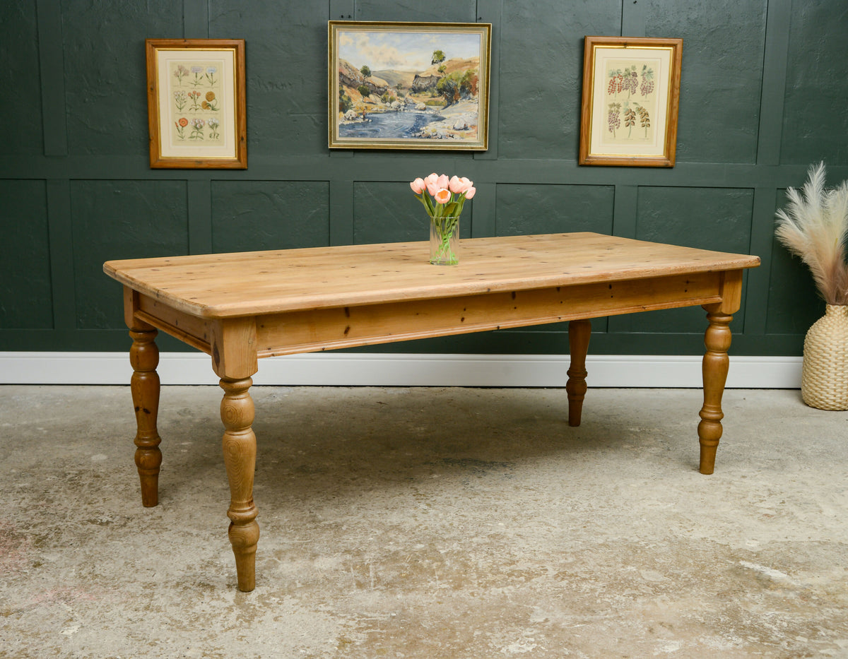 6.5 FT Pine Farmhouse Dining Table - Seats 8