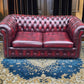 English Leather Chesterfield Sofa Bed / Settee