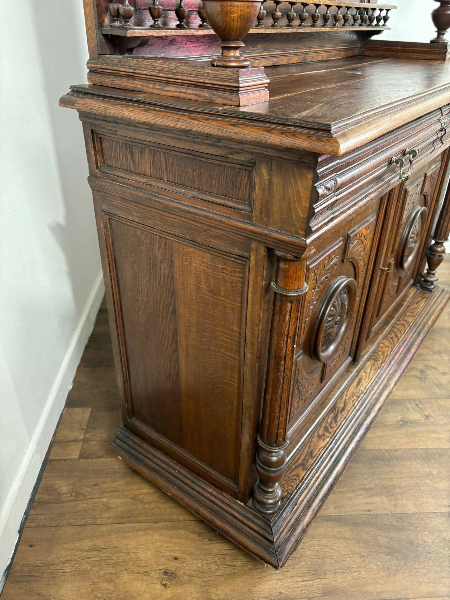 19th Century French Renaissance Style Carved Oak Buffet Sideboard / Cabinet
