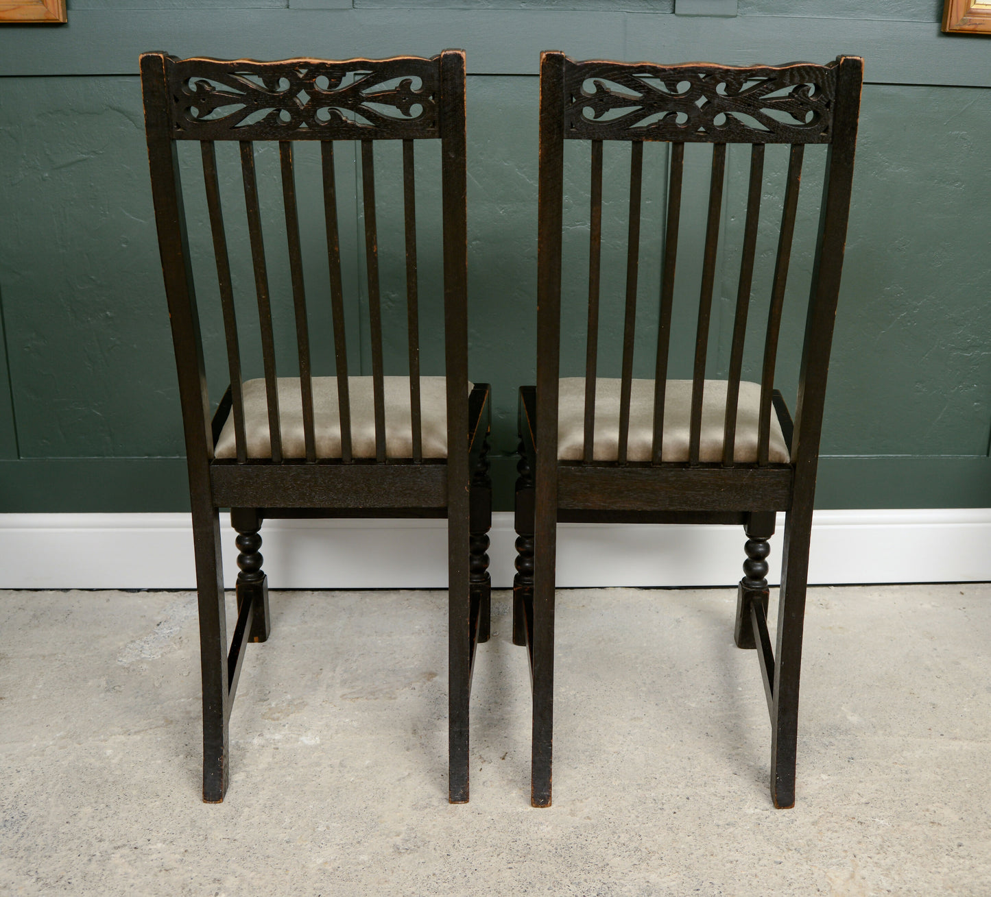 6 x Ebonised Oak Dining Chairs with Drop in Seats