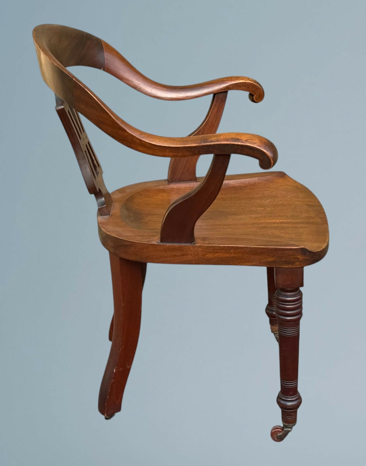 19th Century Walnut Desk Chair / Office Chair