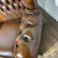 Vintage Brown Leather Button Back Chesterfield Two-Seater Settee