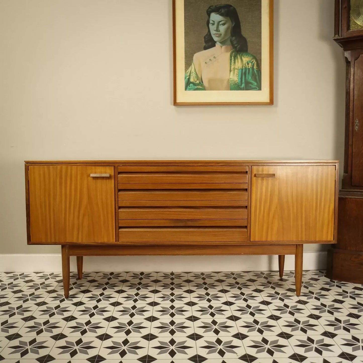 Vintage White and Newton Teak Mid Century Sideboard