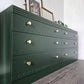 Large Vintage Dark Green Chest of Drawers with Scallops
