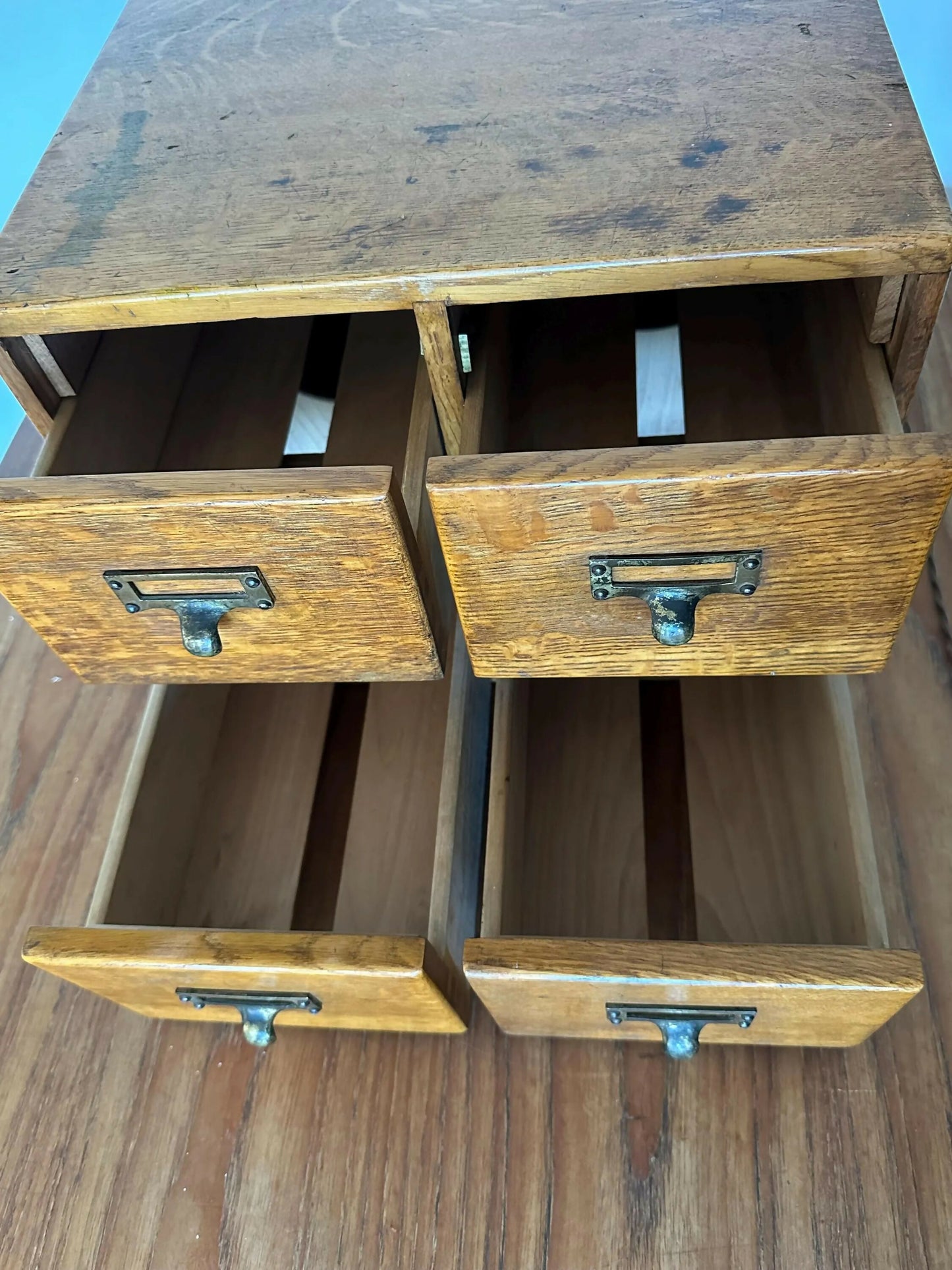 Antique Oak Drawers Haberdashery Index File Cabinet Drawers