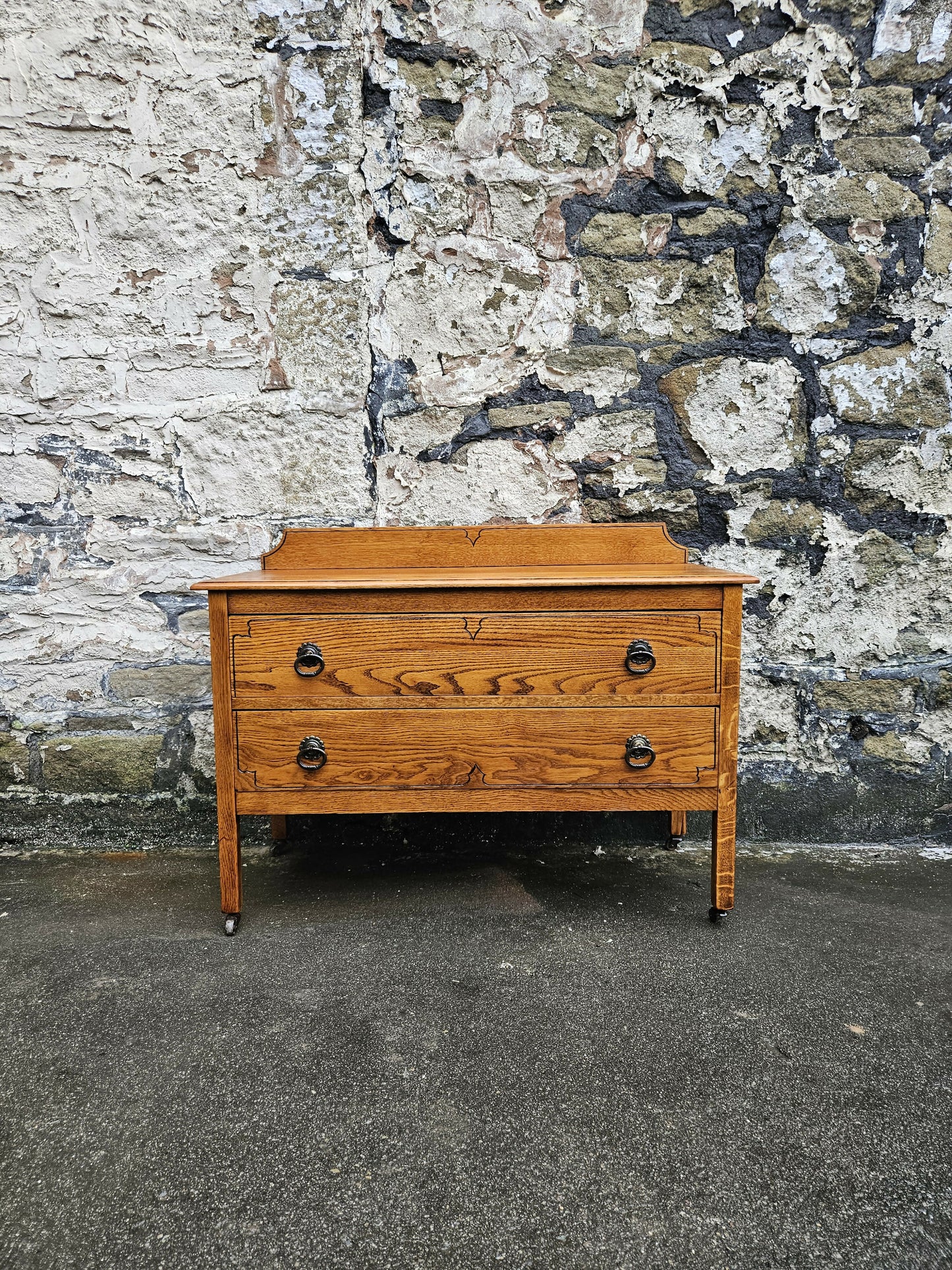 Vintage Oak Chest Of Drawers: Tallboy Cabinet Two Drawer