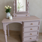 Vintage Dressing Table with Mirror Hand Painted Vanity Desk in a Blush Taupe
