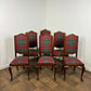 Set Of Six Antique Tartan Upholstered Dining Chairs