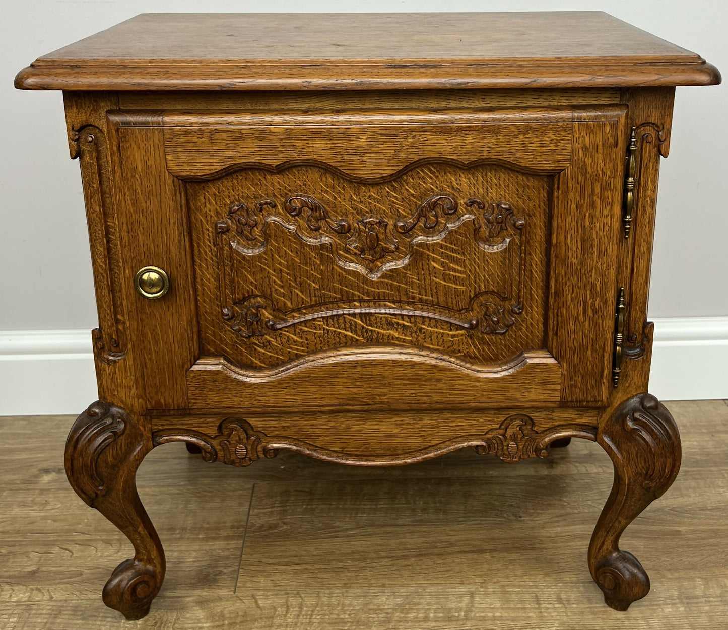 Pair of Bedside Tables Vintage French Louis Oak Nightstands Cabinets LOT 6220