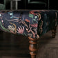 Luxurious handcrafted footstool in Becca Who "Serpentine " fabric