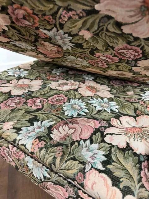 Vintage Reupholstered Floral Wingback Fireside Armchair
