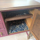 Refinished Jacobean Revival Solid Oak Sideboard, Burgundy Red Painted Buffet, Winchester Fusion Mineral Paint